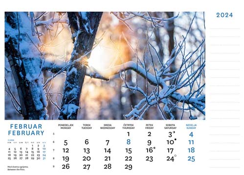 Desk calendar Julian Alps 2024 - February