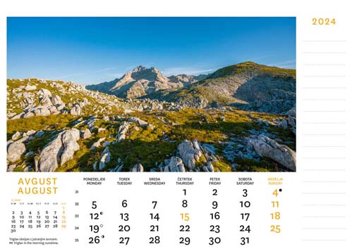 Desk calendar Julian Alps 2024 - August