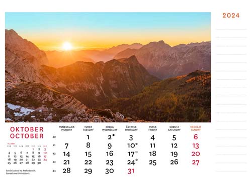 Desk calendar Julian Alps 2024 - October