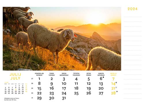 Namizni koledar Julijske Alpe - Julij