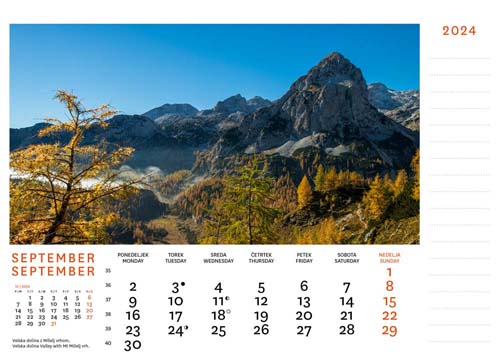 Desk calendar Julian Alps 2023 - September