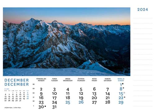 Namizni koledar Julijske Alpe - December